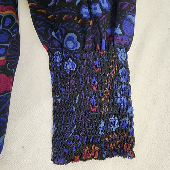 Ann Taylor Loft Womens Top Small Cold Shoulder Floral Print Long Sleeve Ruffles - Picture 7 of 13